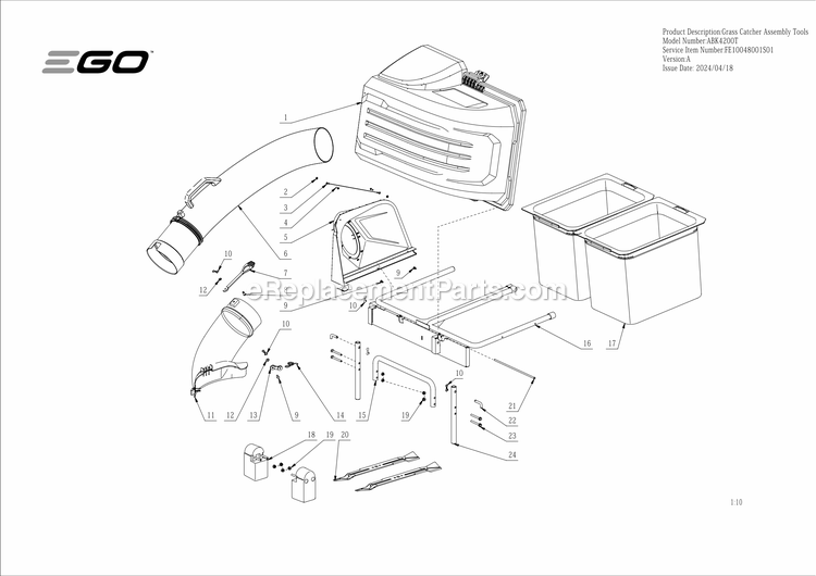 Page A Diagram and Parts List for ABK4200T A Ego Lawn Mower