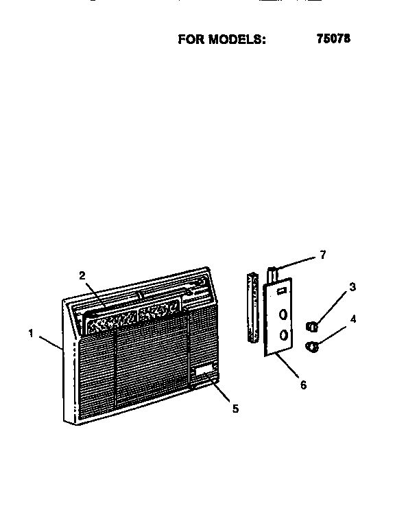 Decorative Front Assemblies Diagram and Parts List for EQK8GC72  Emerson Air Conditioner
