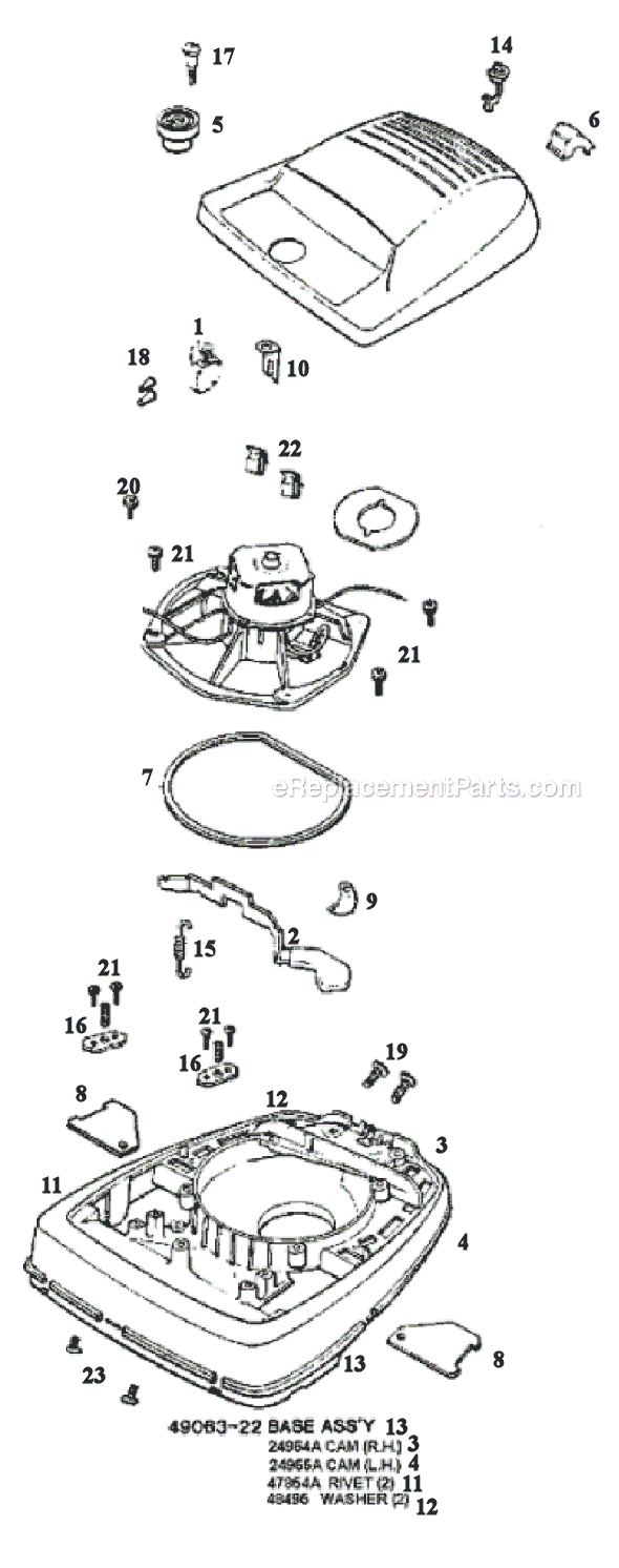 Page A Diagram and Parts List for 1443B  Eureka Upright Vacuum