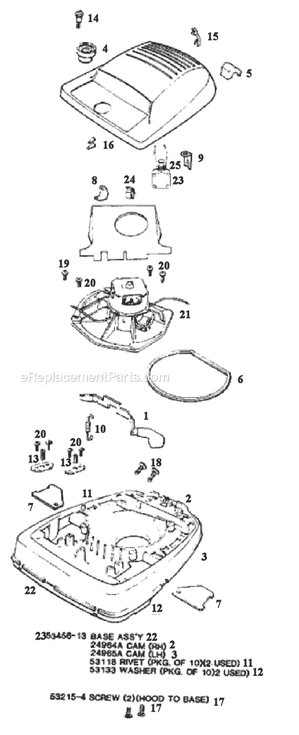 Page A Diagram and Parts List for 1443D  Eureka Upright Vacuum