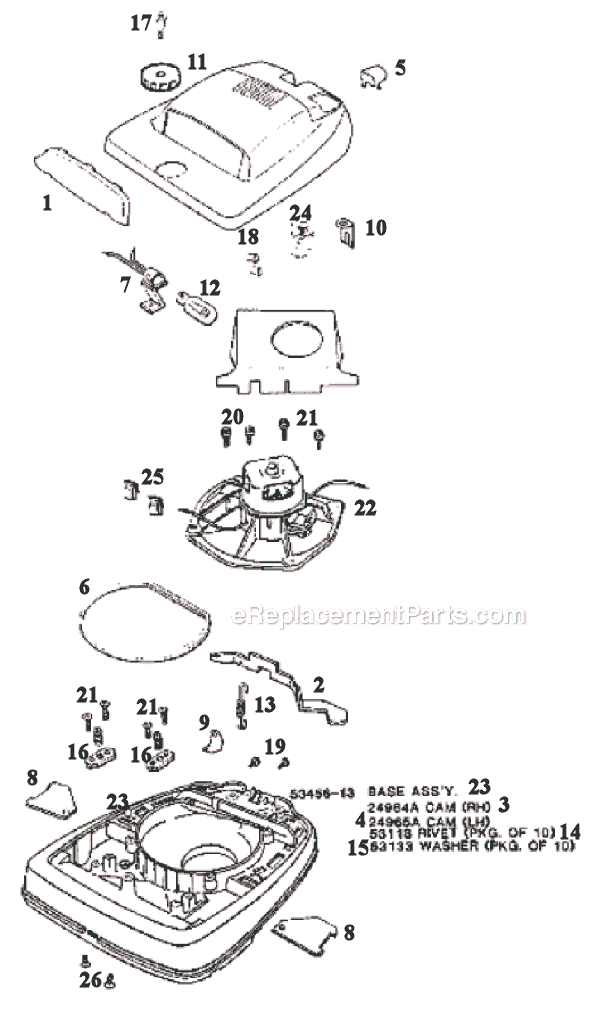 Page A Diagram and Parts List for 1903B  Eureka Upright Vacuum