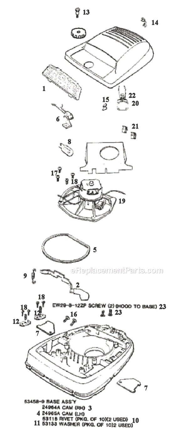Page A Diagram and Parts List for 1932A  Eureka Upright Vacuum