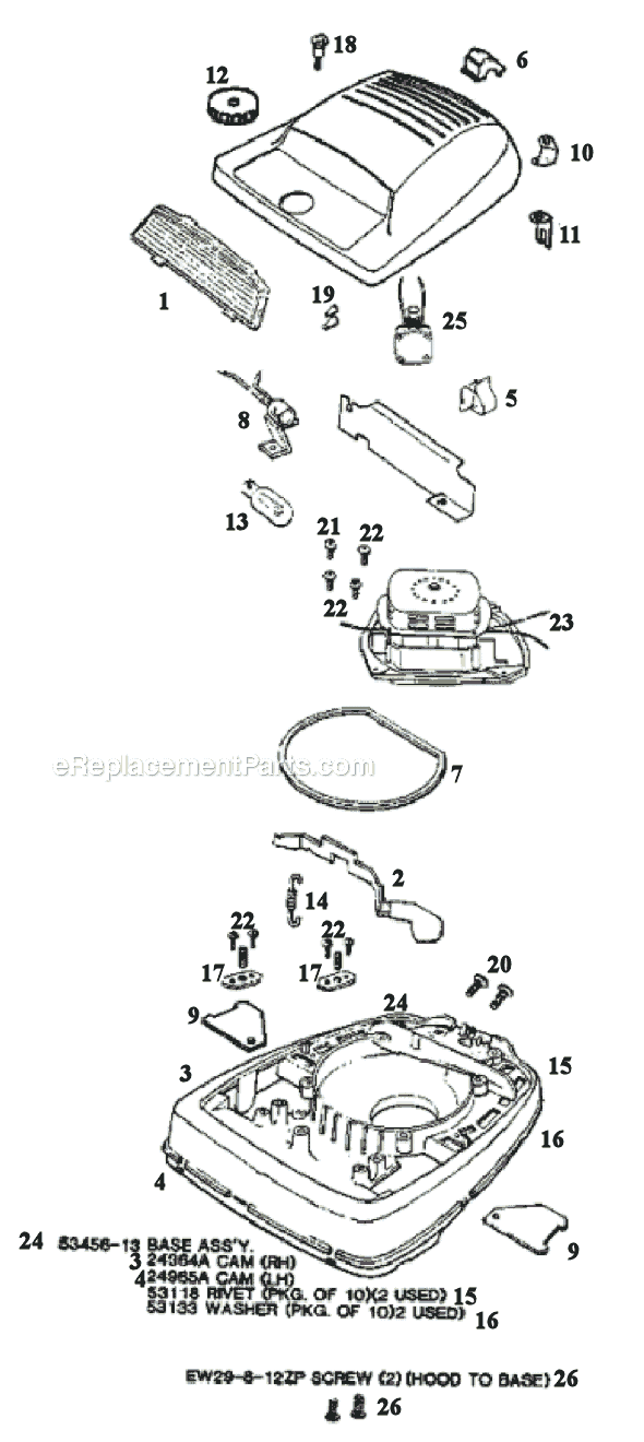 Page A Diagram and Parts List for 1935B  Eureka Upright Vacuum
