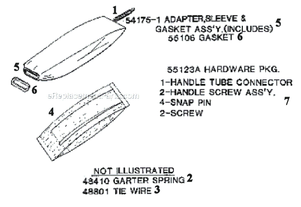 Page E Diagram and Parts List for 1935B  Eureka Upright Vacuum