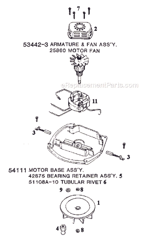 Page B Diagram and Parts List for 1942B  Eureka Upright Vacuum