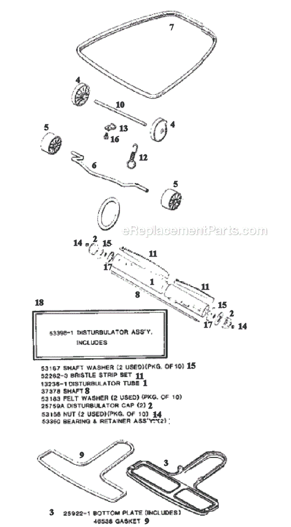 Page C Diagram and Parts List for 1942B  Eureka Upright Vacuum