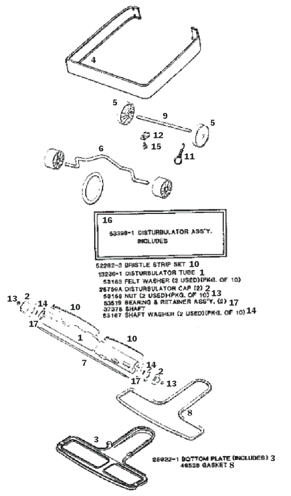 Page C Diagram and Parts List for 1943AT  Eureka Upright Vacuum