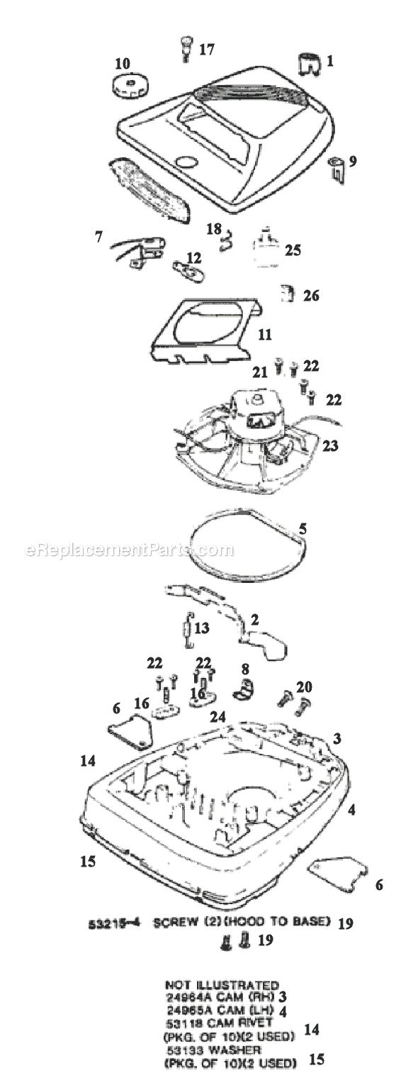 Page A Diagram and Parts List for 1968A  Eureka Upright Vacuum