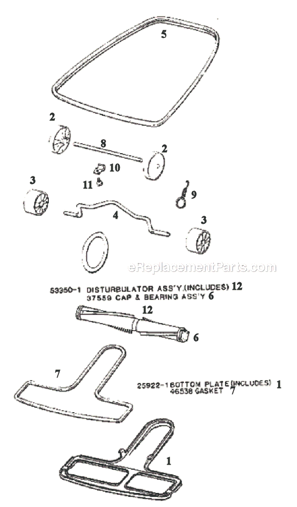 Page C Diagram and Parts List for 1968A  Eureka Upright Vacuum