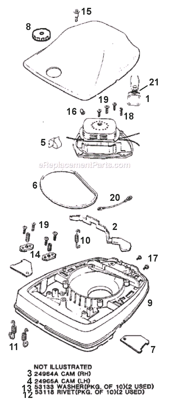 Page A Diagram and Parts List for 2034B  Eureka Upright Vacuum