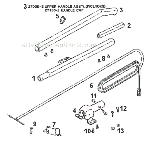 Page D Diagram and Parts List for 2034B  Eureka Upright Vacuum