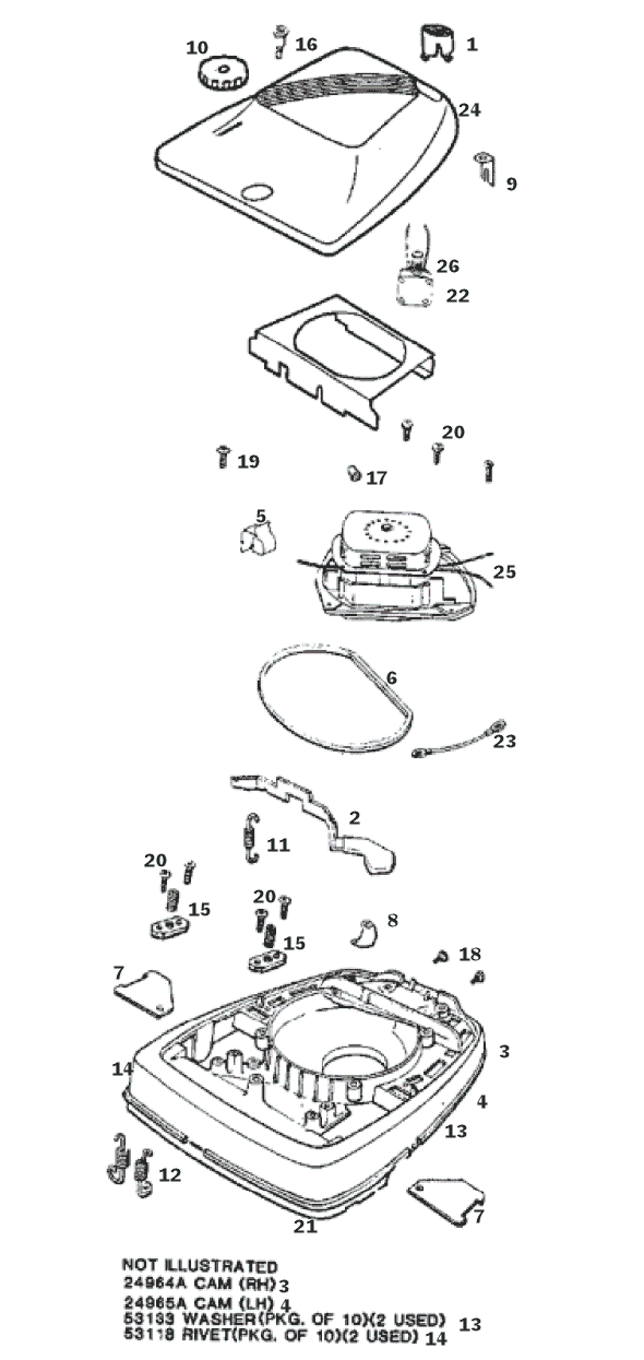 Page A Diagram and Parts List for 2034DT  Eureka Upright Vacuum