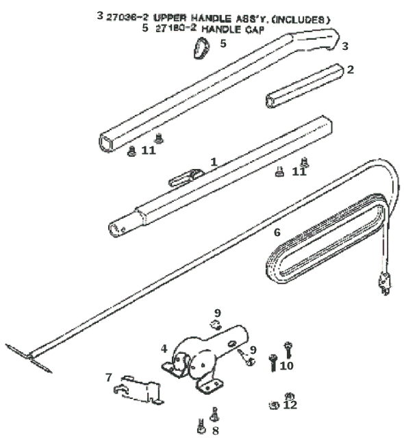 Page D Diagram and Parts List for 2034DT  Eureka Upright Vacuum