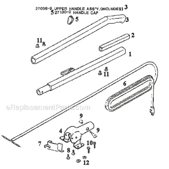 Page D Diagram and Parts List for 2034E  Eureka Upright Vacuum
