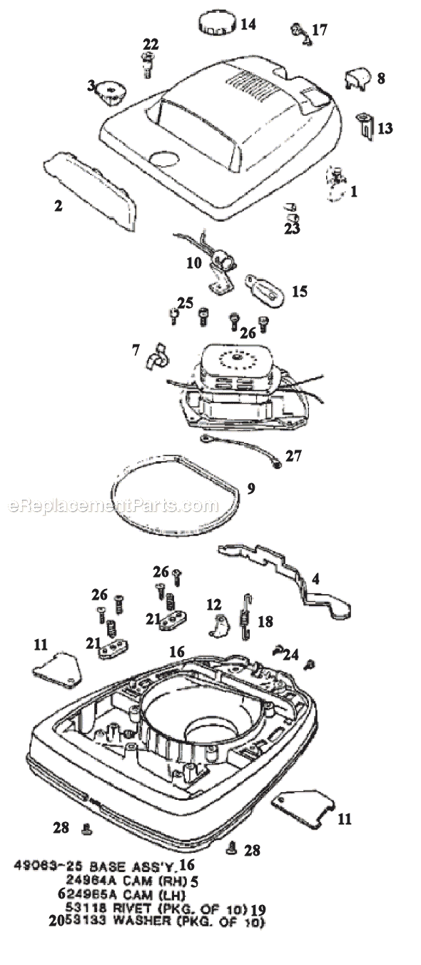 Page A Diagram and Parts List for 2118B  Eureka Upright Vacuum