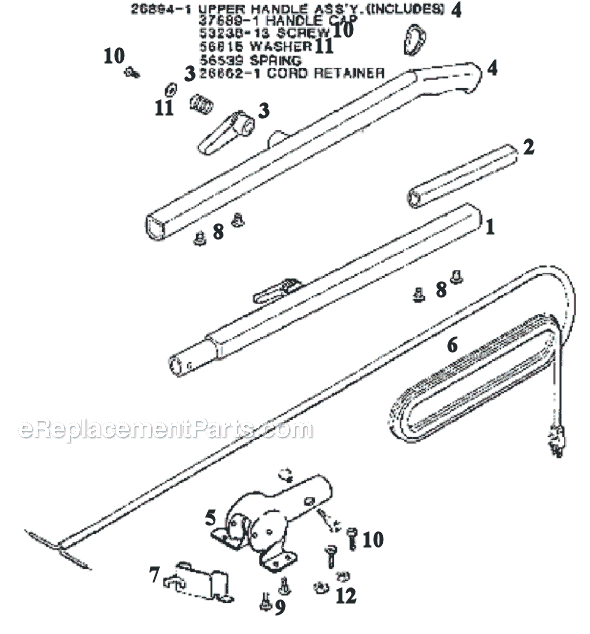 Page D Diagram and Parts List for 2118B  Eureka Upright Vacuum