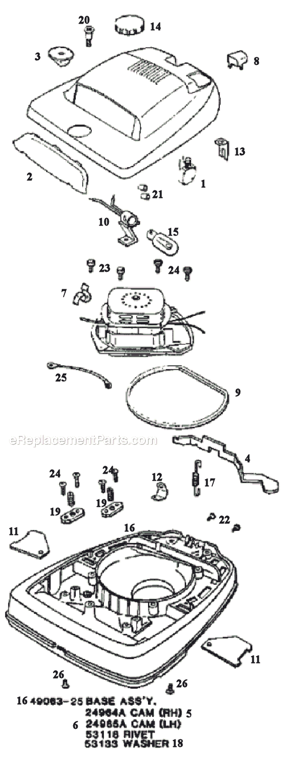 Page A Diagram and Parts List for 2122A  Eureka Upright Vacuum