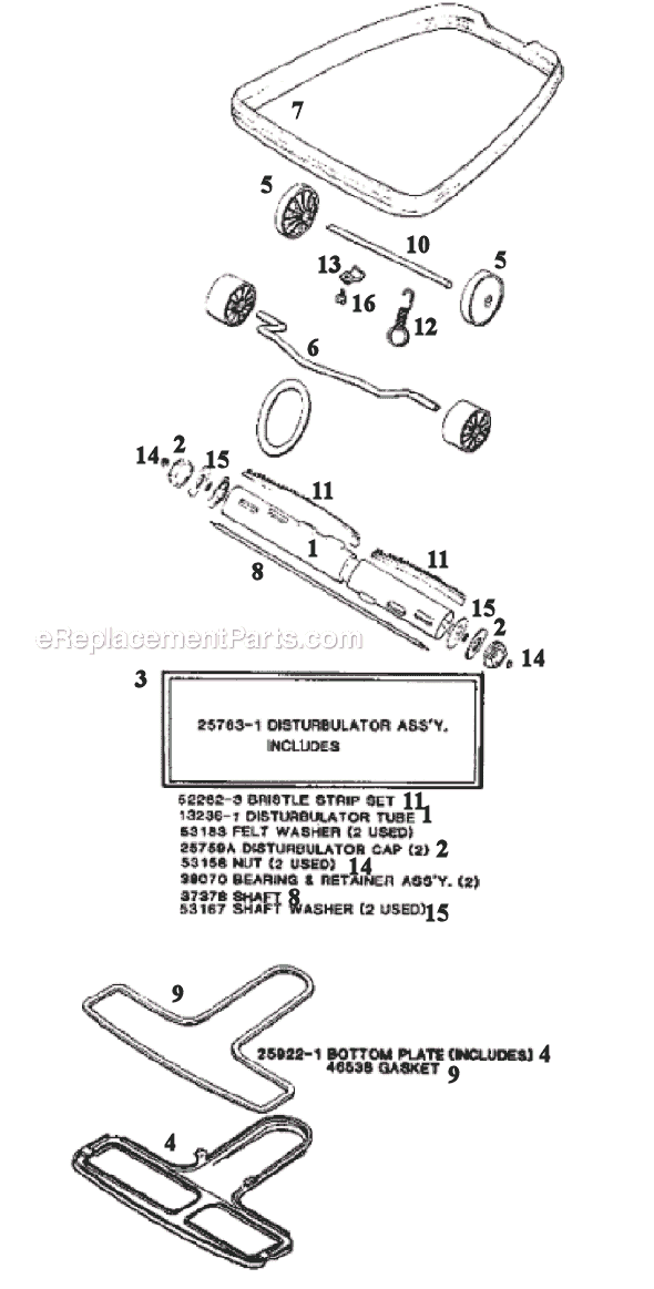 Page C Diagram and Parts List for 2122A  Eureka Upright Vacuum