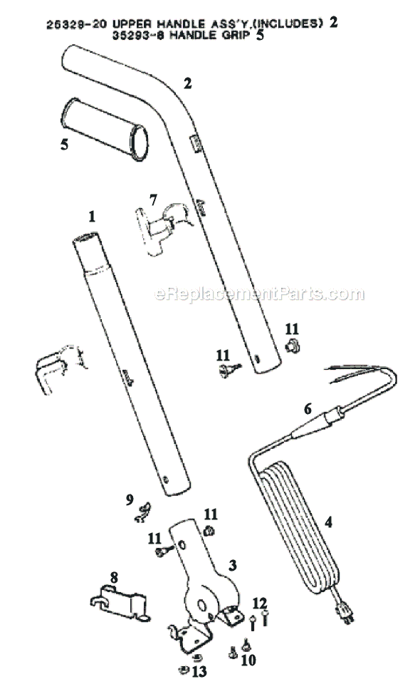 Page D Diagram and Parts List for 2122A  Eureka Upright Vacuum