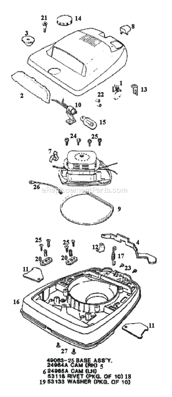 Page A Diagram and Parts List for 2122B  Eureka Upright Vacuum