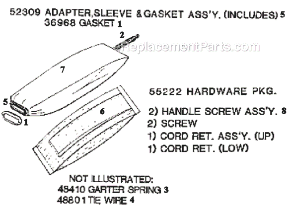 Page E Diagram and Parts List for 2122B  Eureka Upright Vacuum