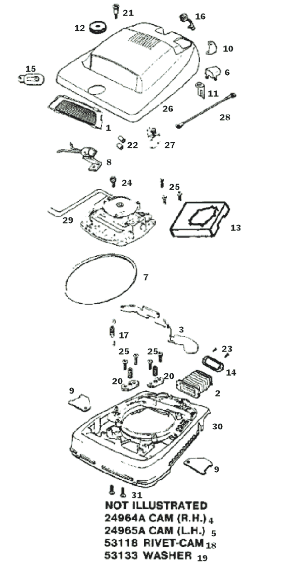 Page A Diagram and Parts List for 2125A  Eureka Upright Vacuum