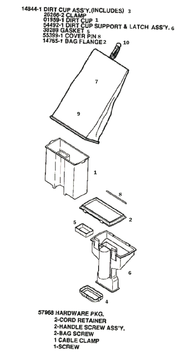Page E Diagram and Parts List for 2125A  Eureka Upright Vacuum