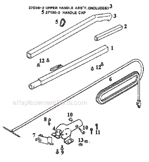 Page D Diagram and Parts List for 2134A  Eureka Upright Vacuum