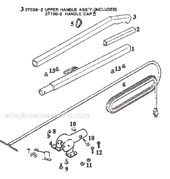 Page D Diagram and Parts List for 2134BT  Eureka Upright Vacuum