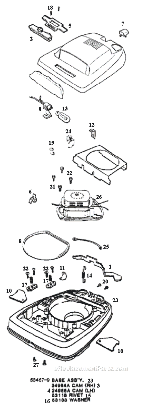Page A Diagram and Parts List for 2134DT  Eureka Upright Vacuum