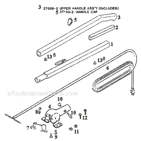 Page D Diagram and Parts List for 2134DT  Eureka Upright Vacuum
