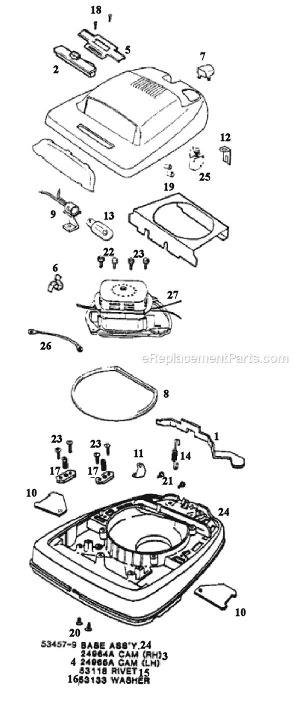 Page A Diagram and Parts List for 2134ET  Eureka Upright Vacuum