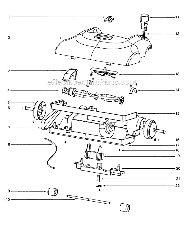 Page B Diagram and Parts List for 2271A  Eureka Upright Vacuum