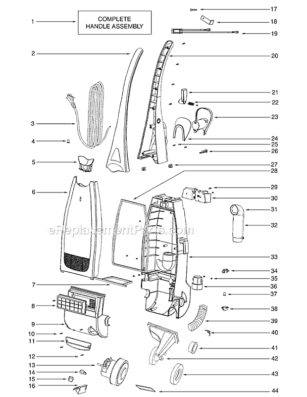 Page C Diagram and Parts List for 2273AV  Eureka Upright Vacuum