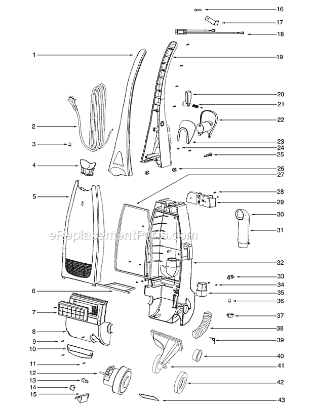 Page C Diagram and Parts List for 2275AZ  Eureka Upright Vacuum