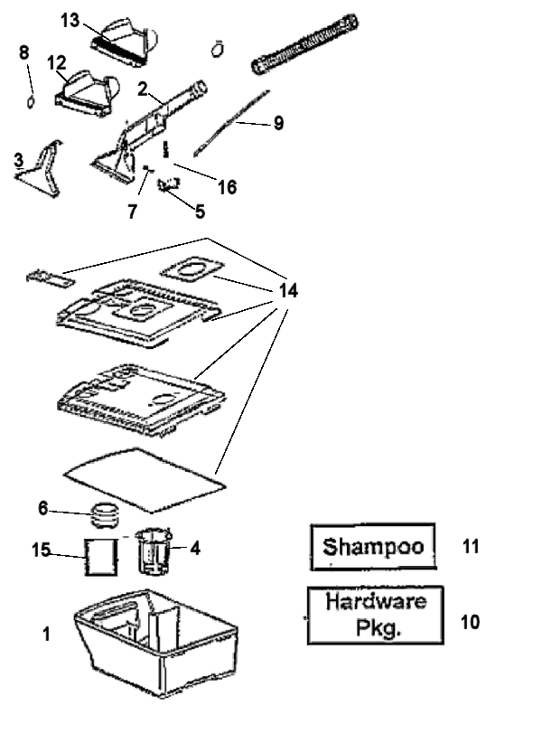 Page D Diagram and Parts List for 2450BT  Eureka Carpet Cleaner