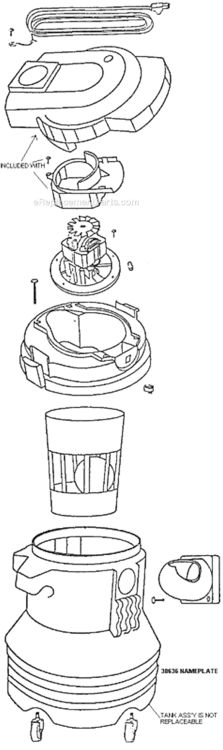 Page B Diagram and Parts List for 2822A  Eureka Utility Vacuum