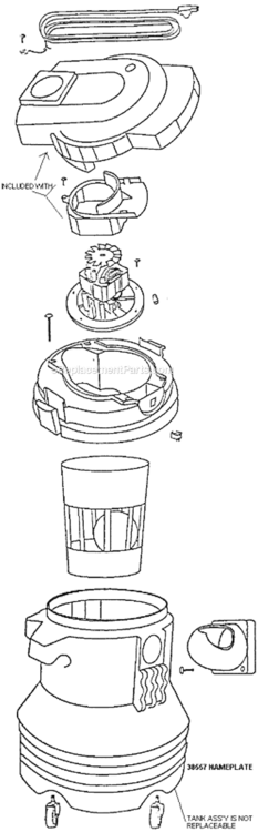 Page B Diagram and Parts List for 2825A  Eureka Utility Vacuum