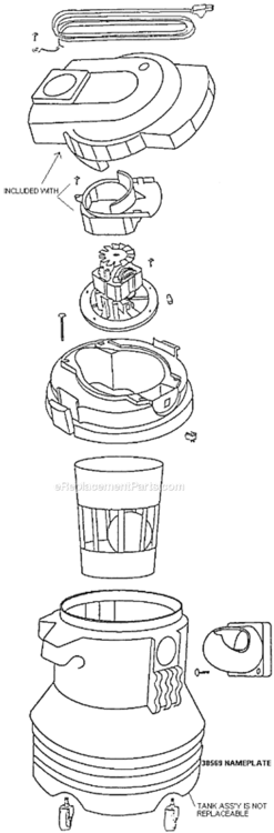Page B Diagram and Parts List for 2827A  Eureka Utility Vacuum