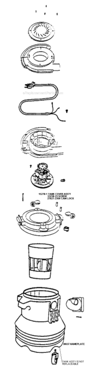 Page B Diagram and Parts List for 2829A  Eureka Utility Vacuum