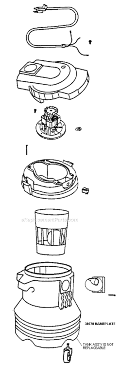 Page B Diagram and Parts List for 2831A  Eureka Utility Vacuum