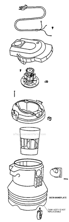 Page B Diagram and Parts List for 2832A  Eureka Utility Vacuum
