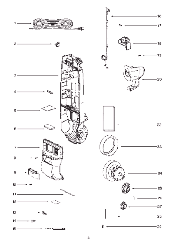Page D Diagram and Parts List for 2903A  Eureka Upright Vacuum