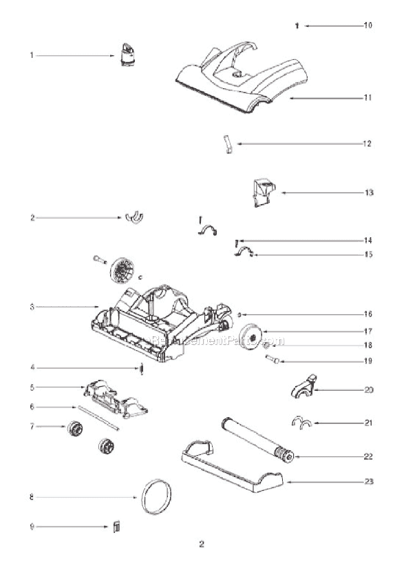 Page B Diagram and Parts List for 2904AZ  Eureka Upright Vacuum