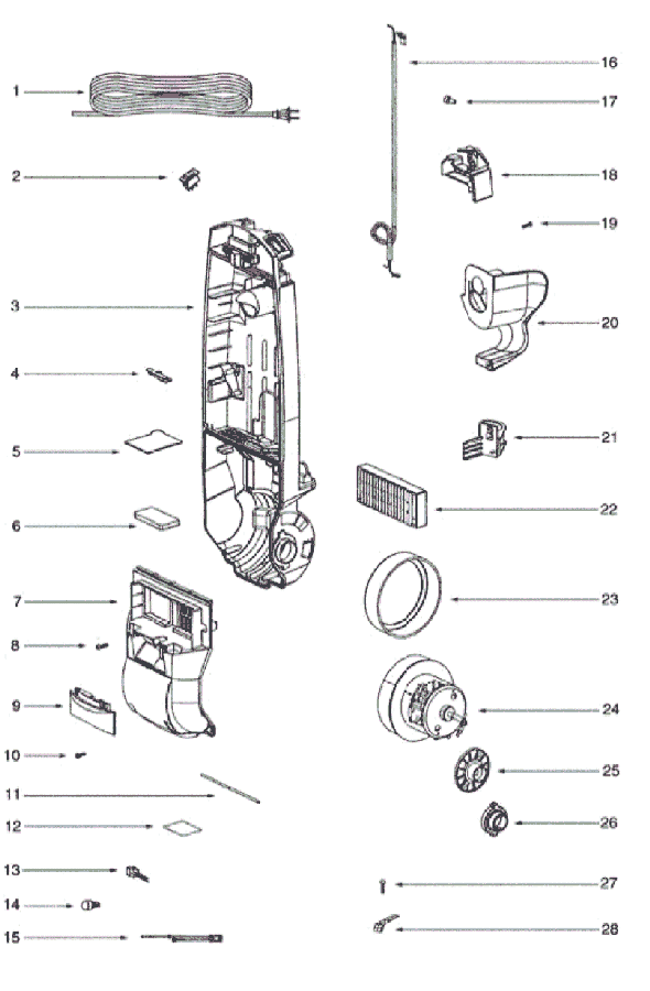Page D Diagram and Parts List for 2905A  Eureka Upright Vacuum