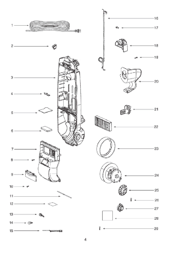 Page D Diagram and Parts List for 2924AS  Eureka Upright Vacuum
