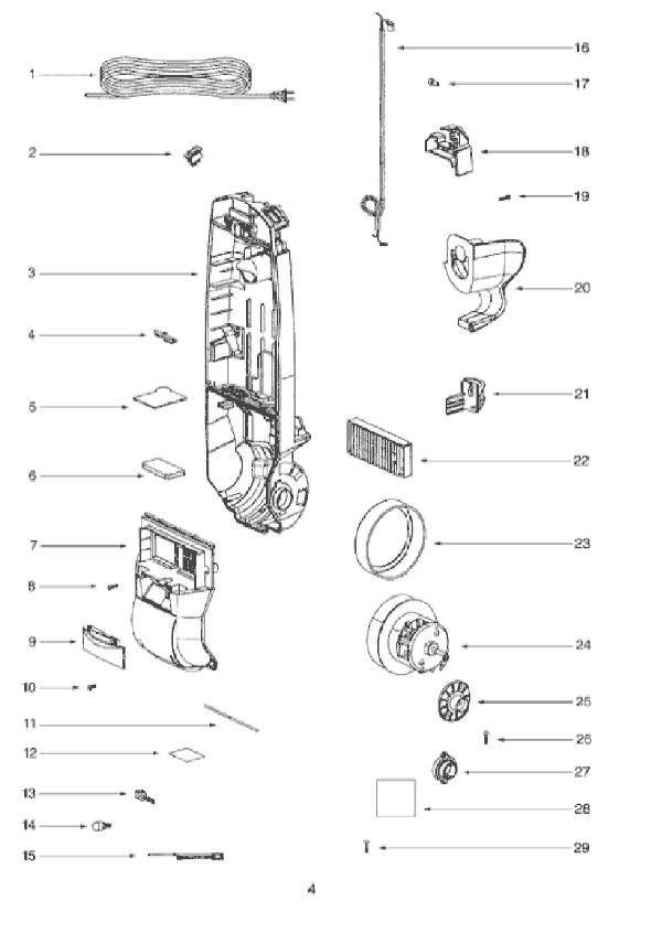 Page D Diagram and Parts List for 2926AV  Eureka Upright Vacuum