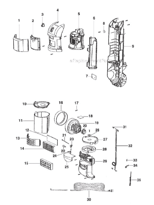 Page C Diagram and Parts List for 2940AVE  Eureka Upright Vacuum