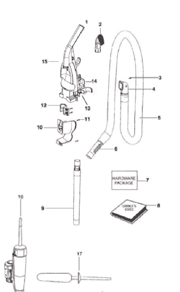 Page B Diagram and Parts List for 2993AV  Eureka Upright Vacuum
