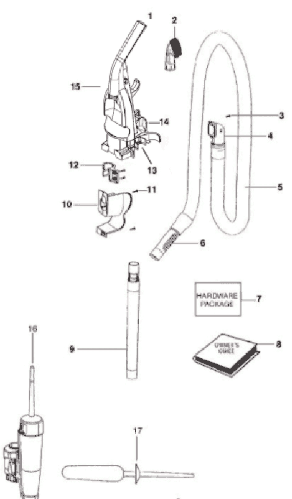 Page B Diagram and Parts List for 2996AVZ  Eureka Upright Vacuum